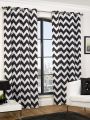 Pack of 2 Zigzag Design Curtains | Velvet Fabric Curtains | Pair of Curtains | Customized. 