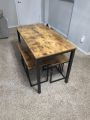 4 Piece Dining Table Set, Kitchen Table and Chairs for 4, Nesting Furniture Set w/Bench & 2 Stools, Space-Saving Table Set, Modern Desk Set for Dining Room Restaurant. 