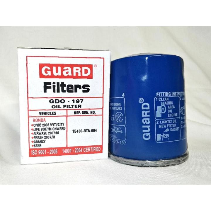 GuardOil Filter GDO-197 for ALL Honda Civic, City, Life,Fit, Accord, N, N WGN, N ONE, Airwave, Fresh, Granzy & Star