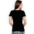 Black Cotton Half Sleeves T Shirt for Girls. 