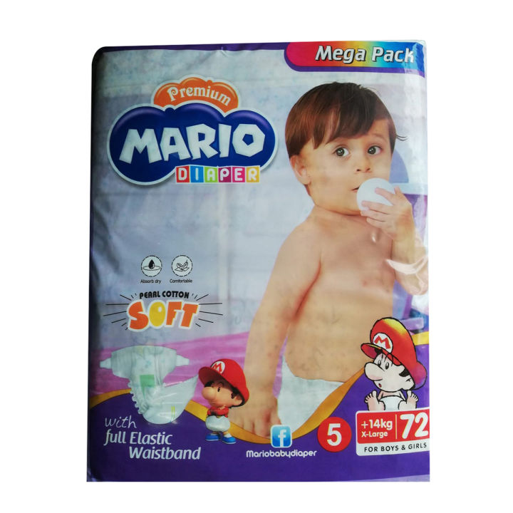MARIO BABY DIAPER SIZE-5 XL +14KG (72 PCS PACK)