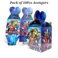 Avengers Theme Goody Boxes Pack of 10 Pcs Kids Birthday Party Celebration Candy Box. 