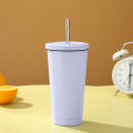 MeterMall Coffee Cup With Splash-Proof Lid Metal Straw Double Vacuum Insulation Design 304 Stainless Steel For Hot Cold Drinks Travel Mug. 