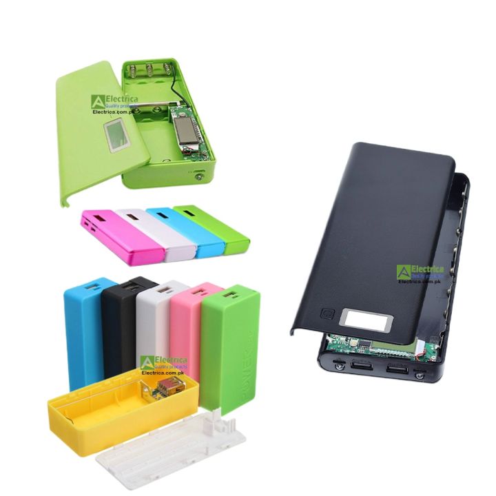 2, 5 ,8 Cell Dual USB DIY Power Bank Module  2, 5 ,8 Cell Solderless Plastic Power Bank Case 5 Cell 18650 battery holder case holder (Cells Not Included) by  Electrica