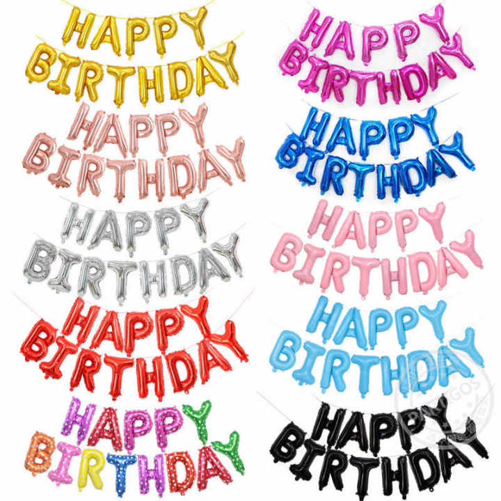 13 Pcs Happy Birthday Foil Balloons Set / Birthday Banner for Birthday - Decorations Balloon Letter Foil Alphabet Birthday Banner For Parties Decoration , Party Supplies , Event , Celebration , Kids , Girls, Boys , Male , Female , Baby birth day