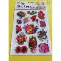 Beautiful Flowers 3D Puffy Stickers - 1 Card. 