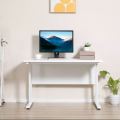 Computer Desk Writing Table 2 Cable Management Holes Metal Leg White. 