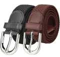 Pack of 2 | Braided elastic woven leather stretchable Belt for Men & Women | Imported.. 