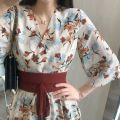 【ALLGOOD】New belt dress waist bandage cloth Hanfu improved version of super fairy retro Chinese style small floral. 