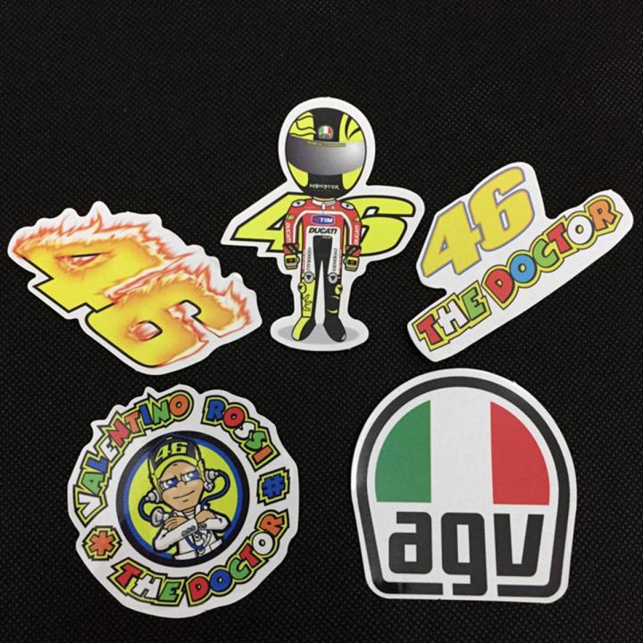 5 PCS/Set Rossi AGV Motorcycle Sticker Waterproof PVC Car Helmet Guitar Notebook Skateboard Stickers