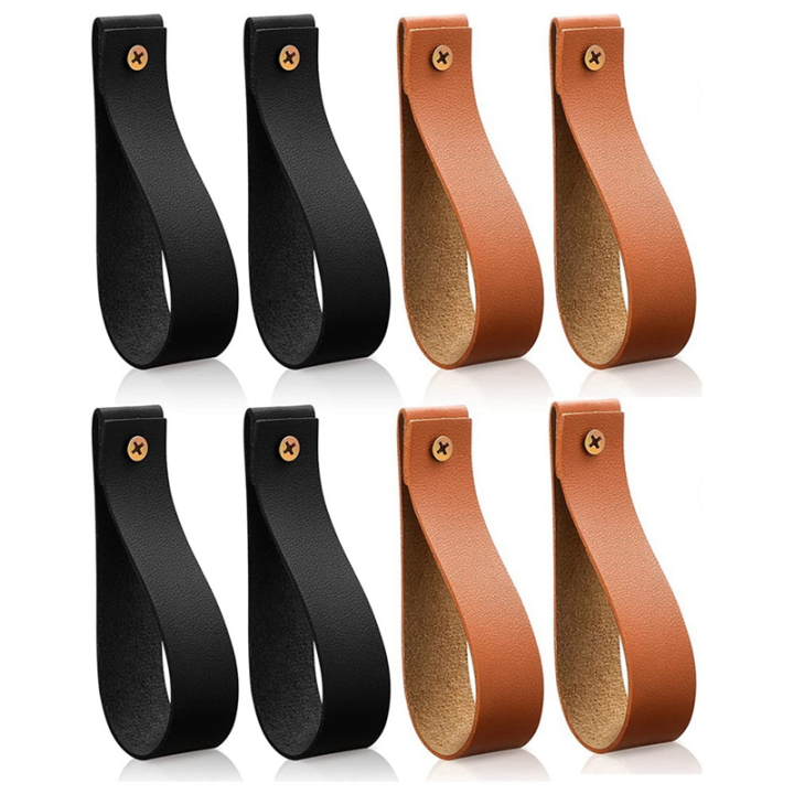8 Pcs Wall Hanging Straps Pu Leather Curtain Rod Holder Towel Holders for Wall Faux Leather Strap