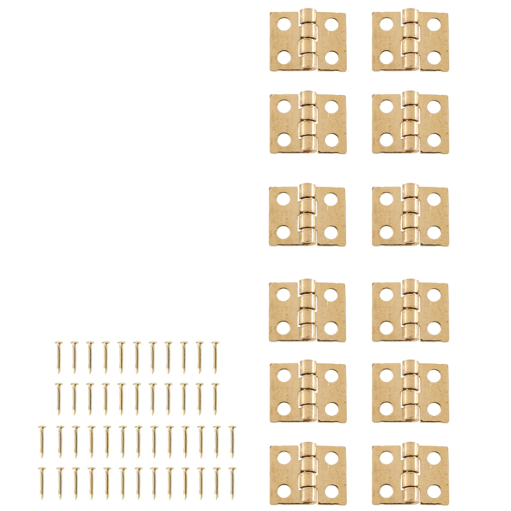 12pcs 1/12 Miniature Furniture Cabinet Closet Mini Hinges - Golden