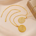[ New ] Gold Plated Ala Pendant Necklace Jewelry round Oval Pendant Chain Male Couple Middle East Get Goods Ornament. 