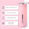 NICE 400ml Water Bottles Glass and Plastic | Double Wall Vacuum Insulation Hot & Cold Thermos Flask | Easy to Carry Travel Water Bottles. 
