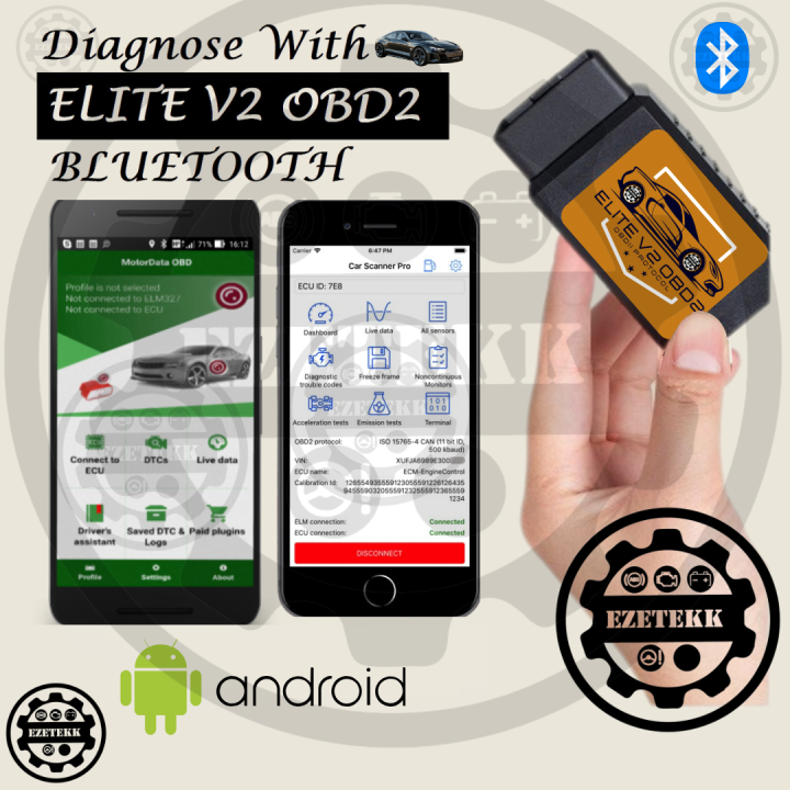 ELITE V2 OBD2  1.5V BLUEOOTH Car scanner OBDII OBD II OBD2 OBD 2 By Ezetekk