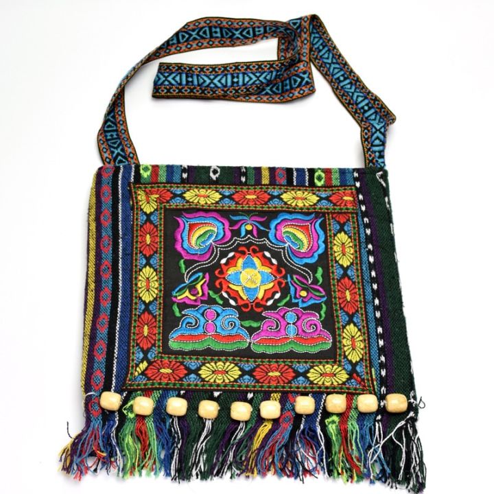 【happy one】Vintage Chinese National Ethnic Shoulder Bag Embroidery Boho Hippie Tassel Messenger Bags