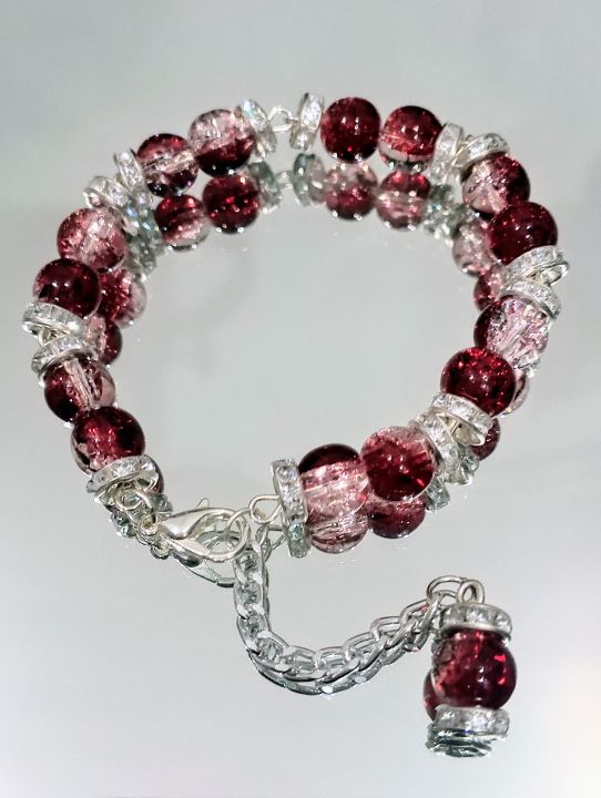 Glass%20Crackle%20Beaded%20Charm%20Bracelet%20%E2%80%93%20Customizable%20in%20Any%20Color%20of%20Beads,%20Charms%20or%20Alphabet%20Charms%20-%20Image%204