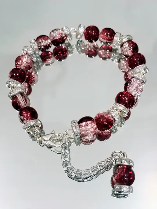 Glass%20Crackle%20Beaded%20Charm%20Bracelet%20%E2%80%93%20Customizable%20in%20Any%20Color%20of%20Beads,%20Charms%20or%20Alphabet%20Charms%20-%20Image%204