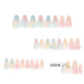SUMMER Fresh 3D Butterfly Nail Art Short Almond Artificial Nails. 