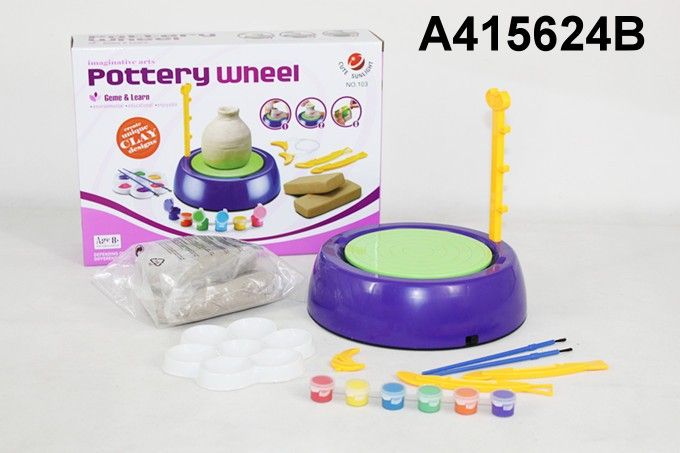DIY Pottery Wheel for Kids with Clay Set