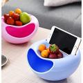 Double Layer Lazy Snack Bowl With Phone Holder. 