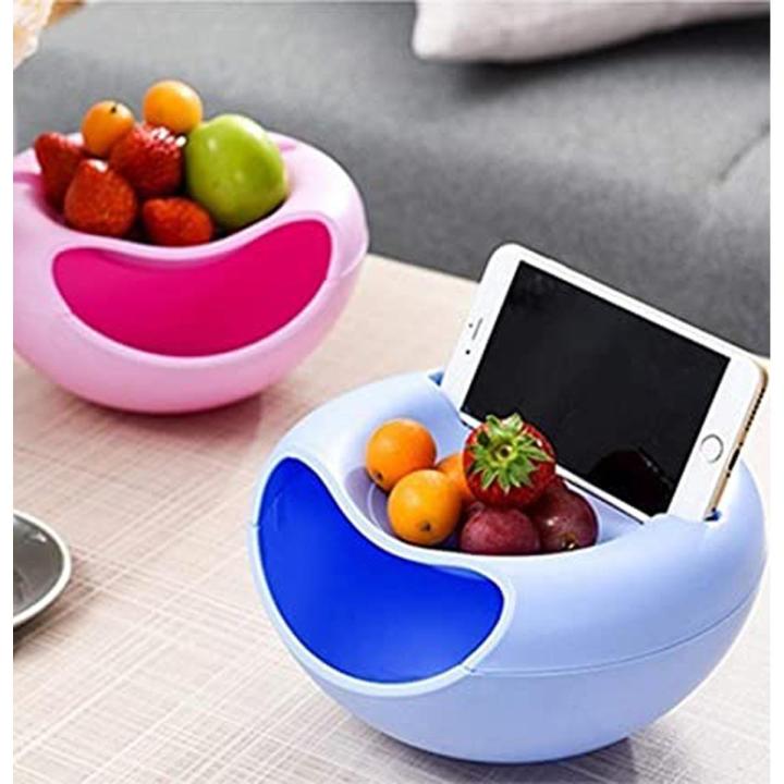 Double Layer Lazy Snack Bowl With Phone Holder