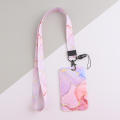 Lanyard with ID Clip, Cute Silk Lanyard Neck with Badge Reel ID Clip with Metal Clip, for students, teachers, office workers, keys, wallets, girls, women gifts (marbled). 