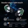 YD03 TWS Bluetooth 5.3 Earbuds HIFI Music Smart Touch Control LED Display Wireless Earphone with Charging Box-Black. 