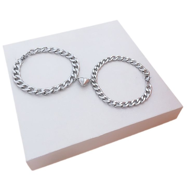 Broken Heart Love Magnetic Bracelet for Men and Women & Girl, Bracelet for fashion lover attracting silver couple bracelets