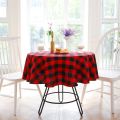 Round Buffalo Plaid Tablecloth-1 * Tablecloth-black & white. 
