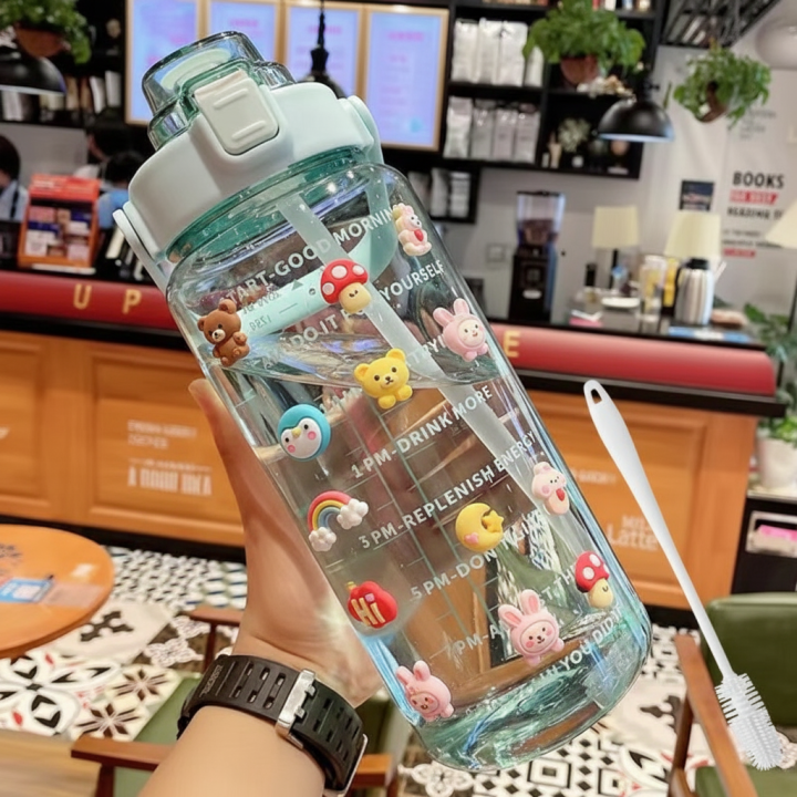 2000L%20Water%20Bottle%20with%20Straw,Brush,3D%20+%202D%20Strickers%20Transparent%20Portable%20Travel%20water%20bottles%20for%20Fitness,BPA-Free%20Hydration%20Bottle%20with%20Time%20Markers,%20Large%20Capacity%20Leakproof%20Water%20bottle%20-%20Image%209