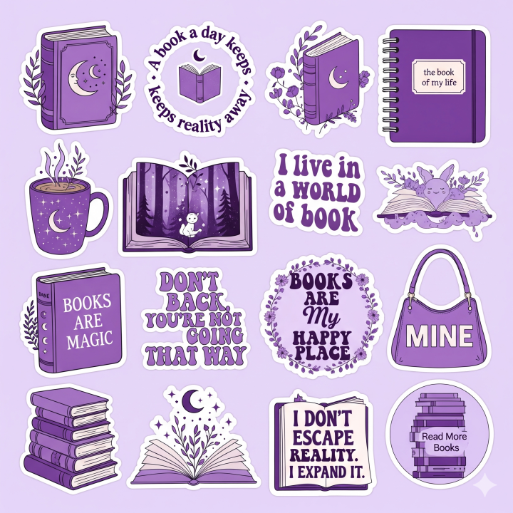 Sticker Stetic Purple aesthetic stickers, Enchanted Pages: A Whimsical Purple Sticker ...