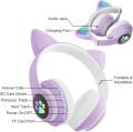 Cat Headphone STN-28 Wireless Headset Cat Ear 5.0 Bluetooth Headphones LED Flashing Light Sports Noise Cancelling Support TF Card 3.5mm Plug with Mic. 