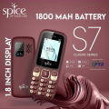 Spice Mobile S7, 1.8 inch display 1800 mah battery Bluetooth Dialer Facebook Contacts with Emojis Auto Call Recording Blacklist Caller Torch Light Games Big Speaker Long Lasting Battery Power Saving Mode. 