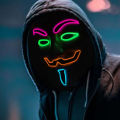 Halloween Luminous Hacker Mask LED Glowing V For Vendetta Face Mask Neon Light Up Cosplay Anonymous Mask Bar Carnival Prop. 