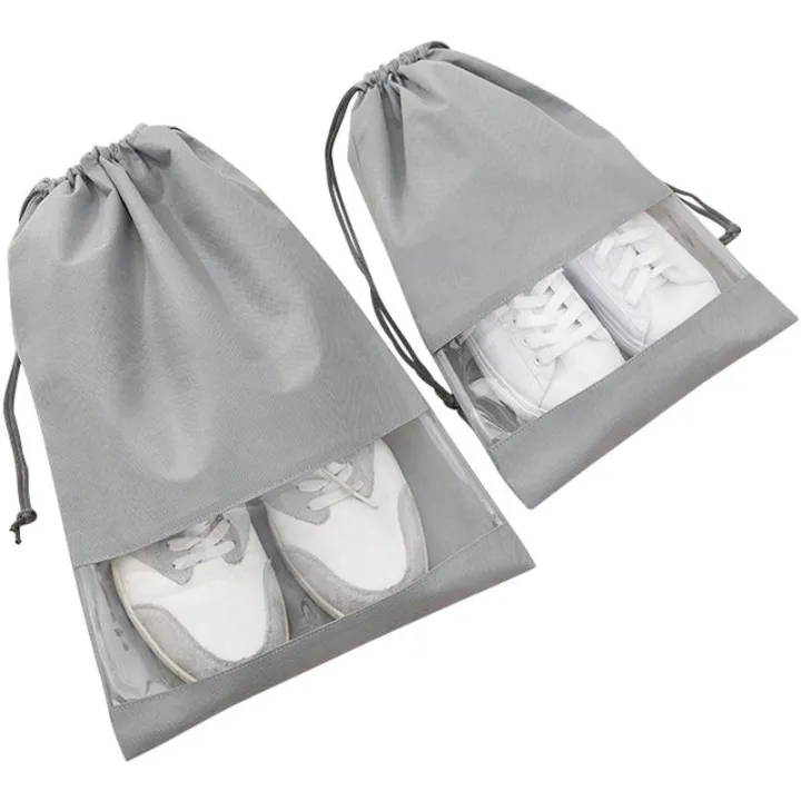 Grey%20Non-Woven%20Fabric%20Dustproof%20Drawstring%20Bag,%20Travel%20Shoe%20Storage%20Bag,%20Breathable%20Storage%20Pouch%20With%20Visual%20Window%20-%20Image%203