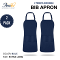 Bib Apron, Adjustable without Pocket , Water and Oil Resistant, Cooking Kitchen Chef Apron for Women Men Pack of 2. 