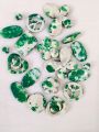 16 – 20pcs / 43 – 47gms Marbled Green and White Mix Aesthetic Beads for Crafting – Unique Shapes for DIY Jewelry and Accessories. 