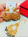 Artificial Golden Ear Rings With Beautyfull Tika New Big Pearl Latkan Style New Look Long Lasting Polish For Beautyfull Girls Artical 856033413. 