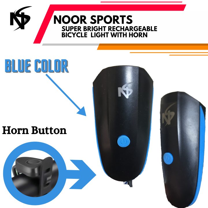 Noor's Super Bright Rechargeable Bike Bicycle Cycle light with Horn with High Low Flashing Beam and 140 DB Sound with 5 Different Horn Modes