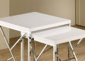 Home Collection Modern Stainless Steel Frame Nesting White End Table. 
