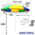 10 feet diameter Rainbow Umbrella / With Uv Protection. Waterproof,. 