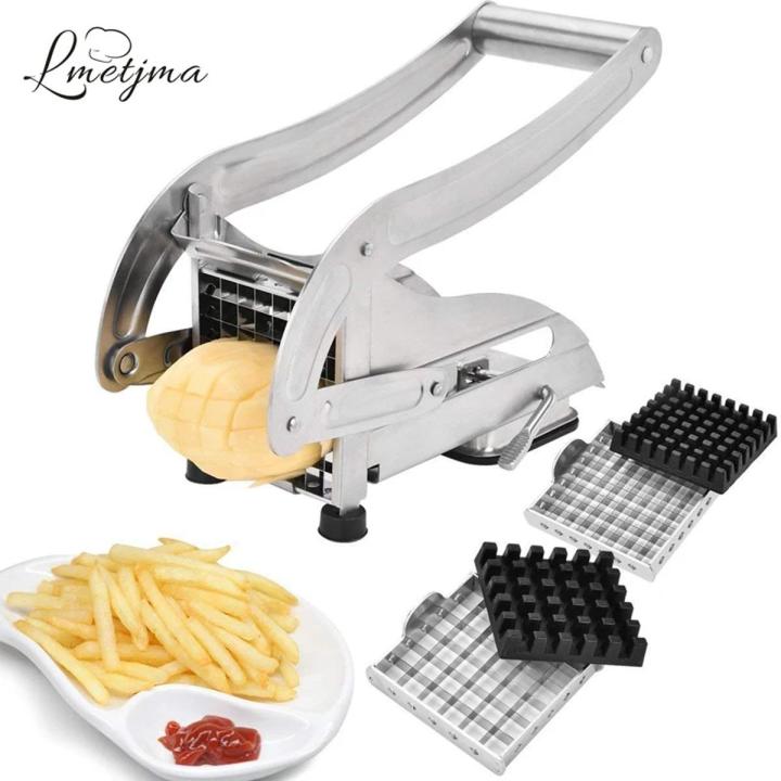 Stainless Steel French Fries Cutter Potato Chipper  2 Sizes Interchangeable Blades Potato Slicer