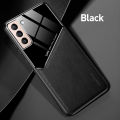 Relaxtoo For Samsung Galaxy S21 FE 5G Luxury Leather Cover Case Silicone Shockproof Car Magnetic Holder Case Car Magnetic Holder Leather Back Cover. 