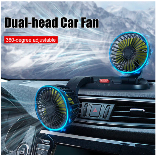 Portable USB Fan 360° Double Head Rotating With Adjustale 180° Up Down For Desktop/ Car / Truck Van USB Controlled 5 Inch Size