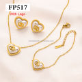 Fashion brand designer jewelry set hollow four-leaf clover stainless steel bracelet gold-plated necklace for women. 