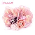 Ameesi Bun Hair Ring Flower Decor Rhinestone Ribbons Sweet Bun Hair Ring. 