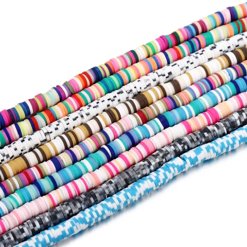 300Pcs Flat Round Handmade Polymer Clay Chip Loose Spacer Beads