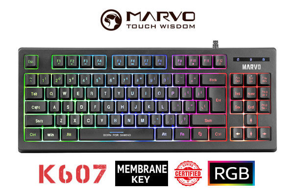 MARVO K607 Membrane Gaming Keyboard / Anti-ghosting support / 3-color backlight / Multimedia gaming keyboard / Membrane Switches / K607