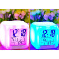 Dice Shape LED Lighting Color Changing Digital Table Clock Multi-Functional. 
